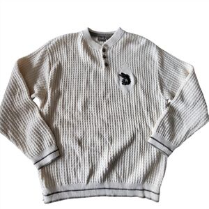 Men's XXL Haggar Generations Chunky Knit Beige Fisherman Sweater With Buttons